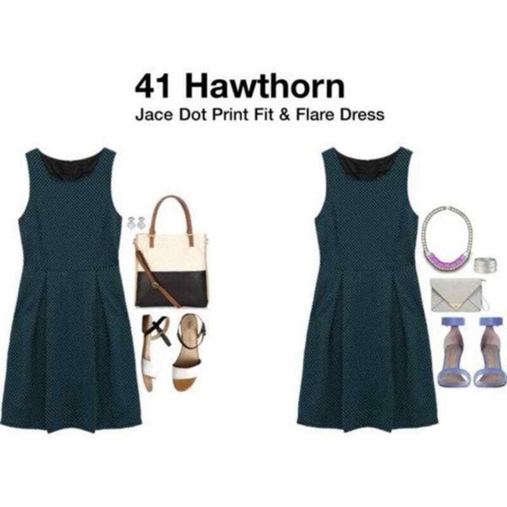 41 Hawthorn Jace Teal and Black Dot Dress